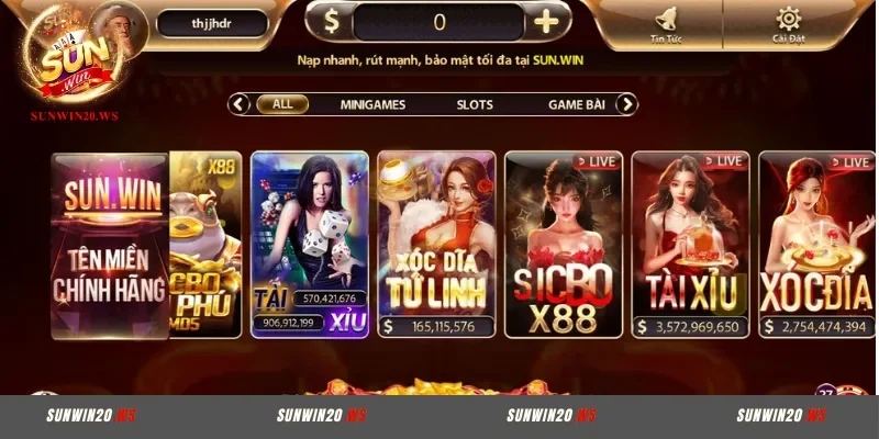 Live casino chân thực từng giây với Sunwin20