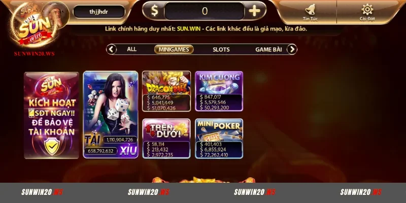 Mini game thú vị với Sunwin20